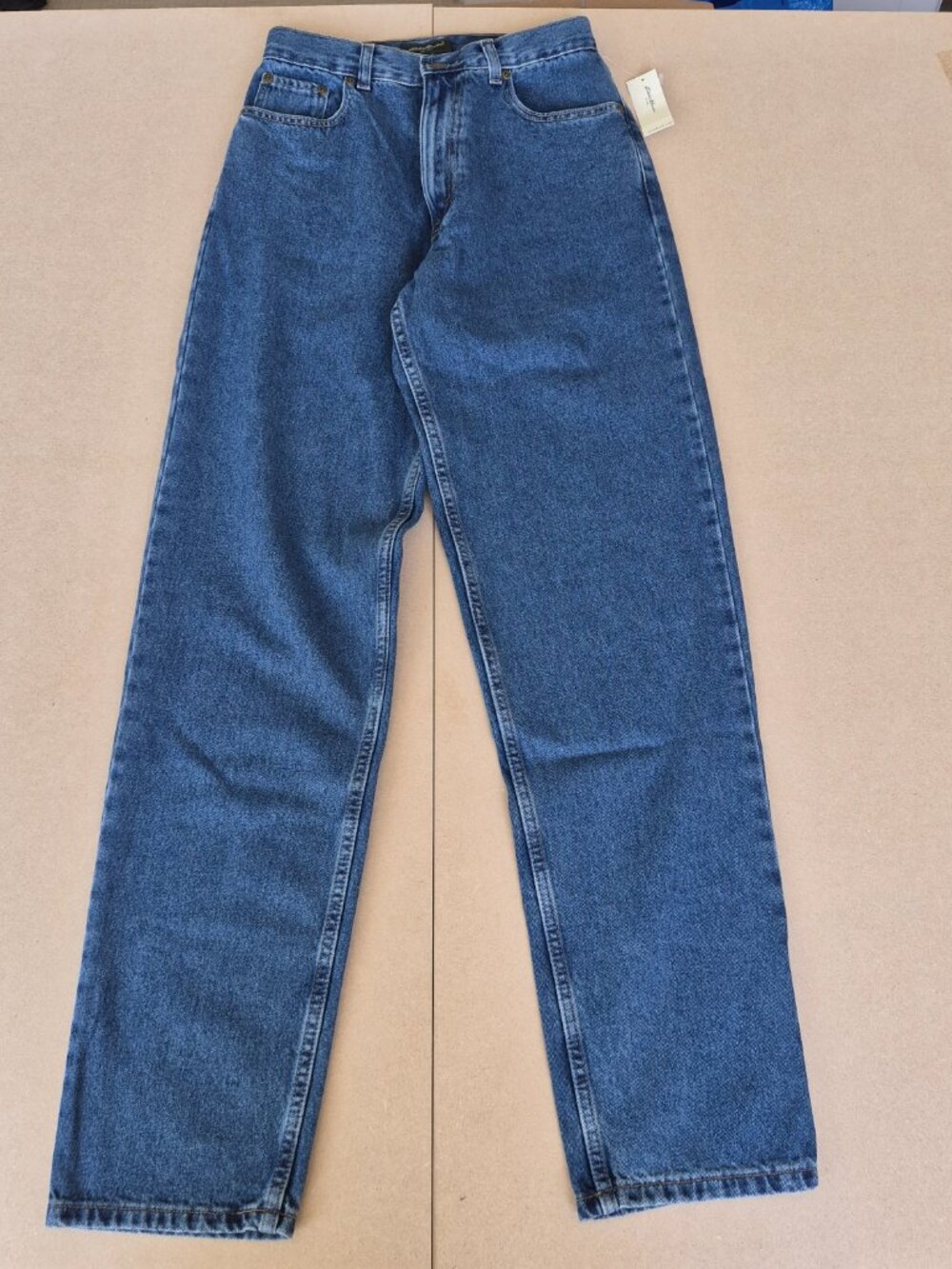 Eddie Bauer Womens Jeans Tall 8 Loose Fit High Rise Straight Leg Blue Denim NWT